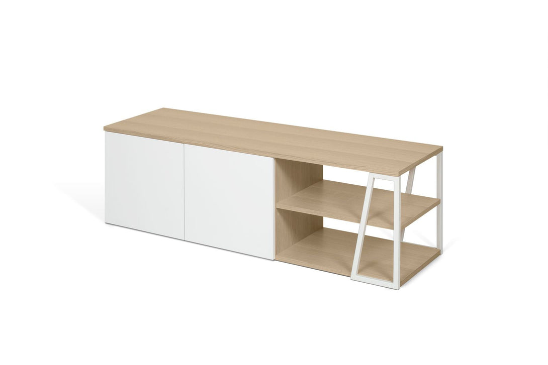 Meuble TV Temahome Albi avec niches ouvertes et finitions Concrete Melamine, Oak Veneer ou Walnut Veneer-14