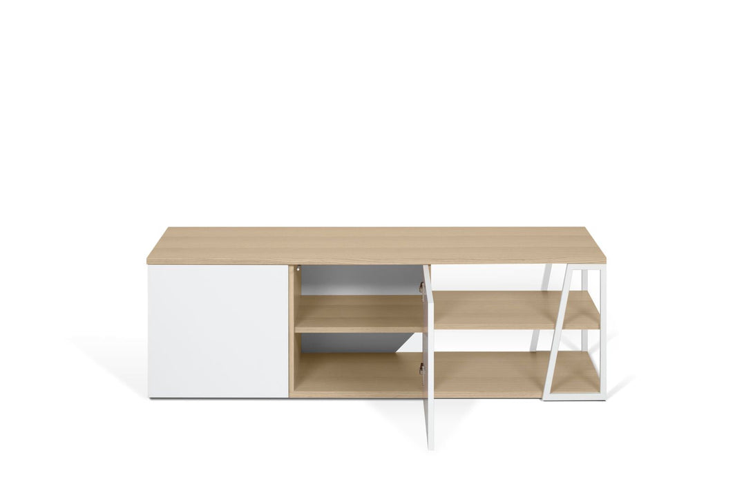 Meuble TV Temahome Albi avec niches ouvertes et finitions Concrete Melamine, Oak Veneer ou Walnut Veneer-15