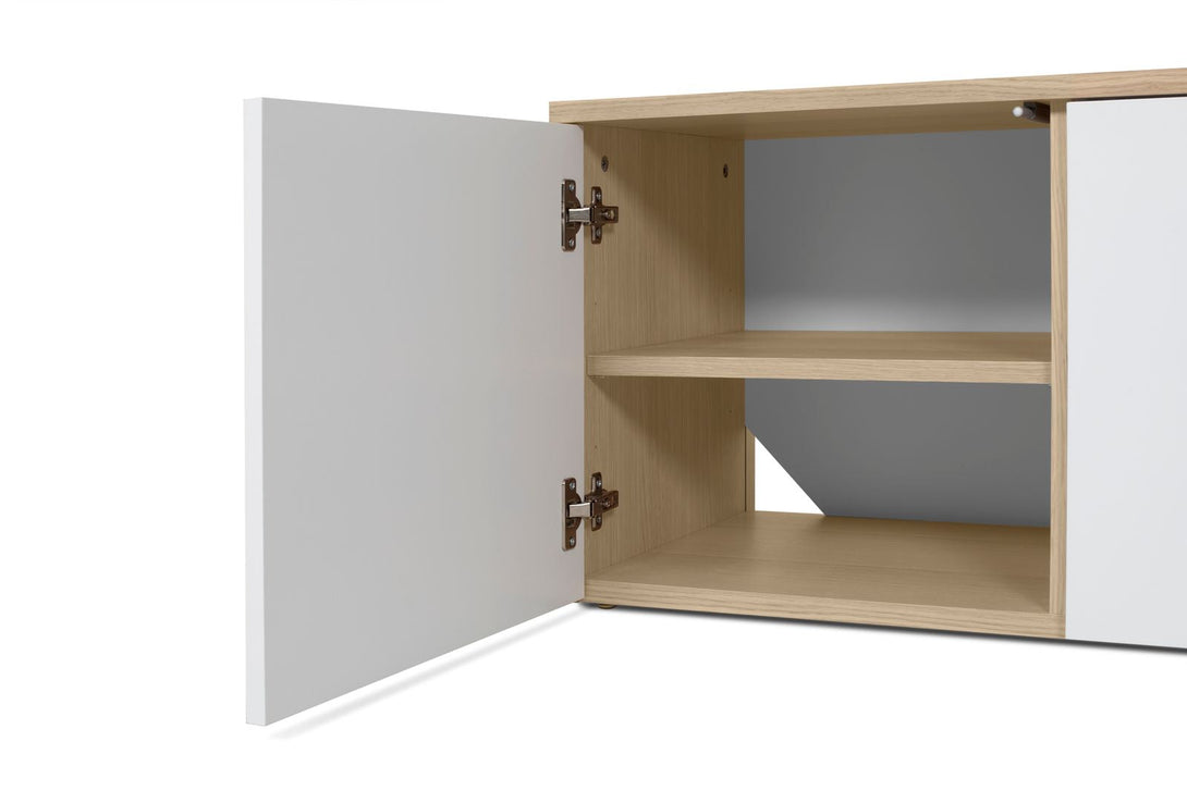 Meuble TV Temahome Albi avec niches ouvertes et finitions Concrete Melamine, Oak Veneer ou Walnut Veneer-16