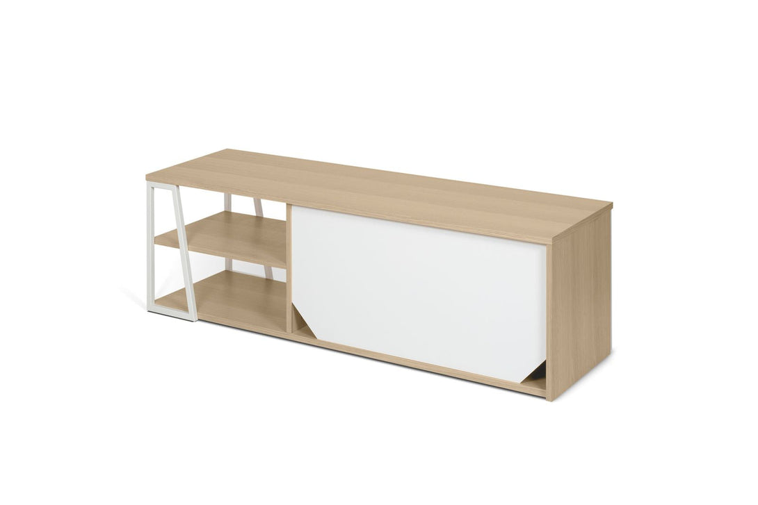 Meuble TV Temahome Albi avec niches ouvertes et finitions Concrete Melamine, Oak Veneer ou Walnut Veneer-17