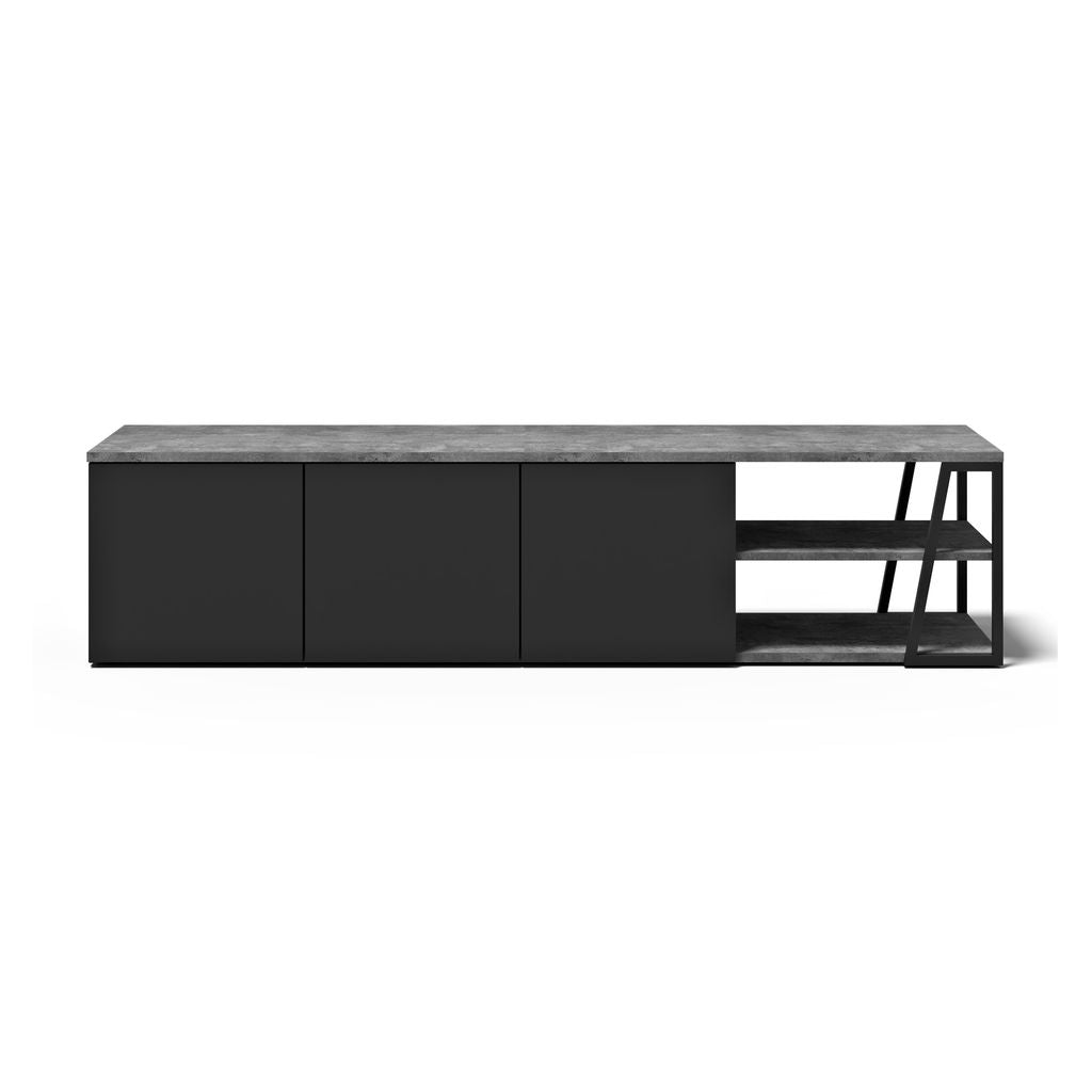 Meuble TV Temahome Albi avec niches ouvertes et finitions Concrete Melamine, Oak Veneer ou Walnut Veneer-19