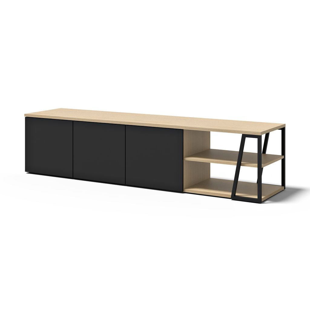Meuble TV Temahome Albi avec niches ouvertes et finitions Concrete Melamine, Oak Veneer ou Walnut Veneer-25
