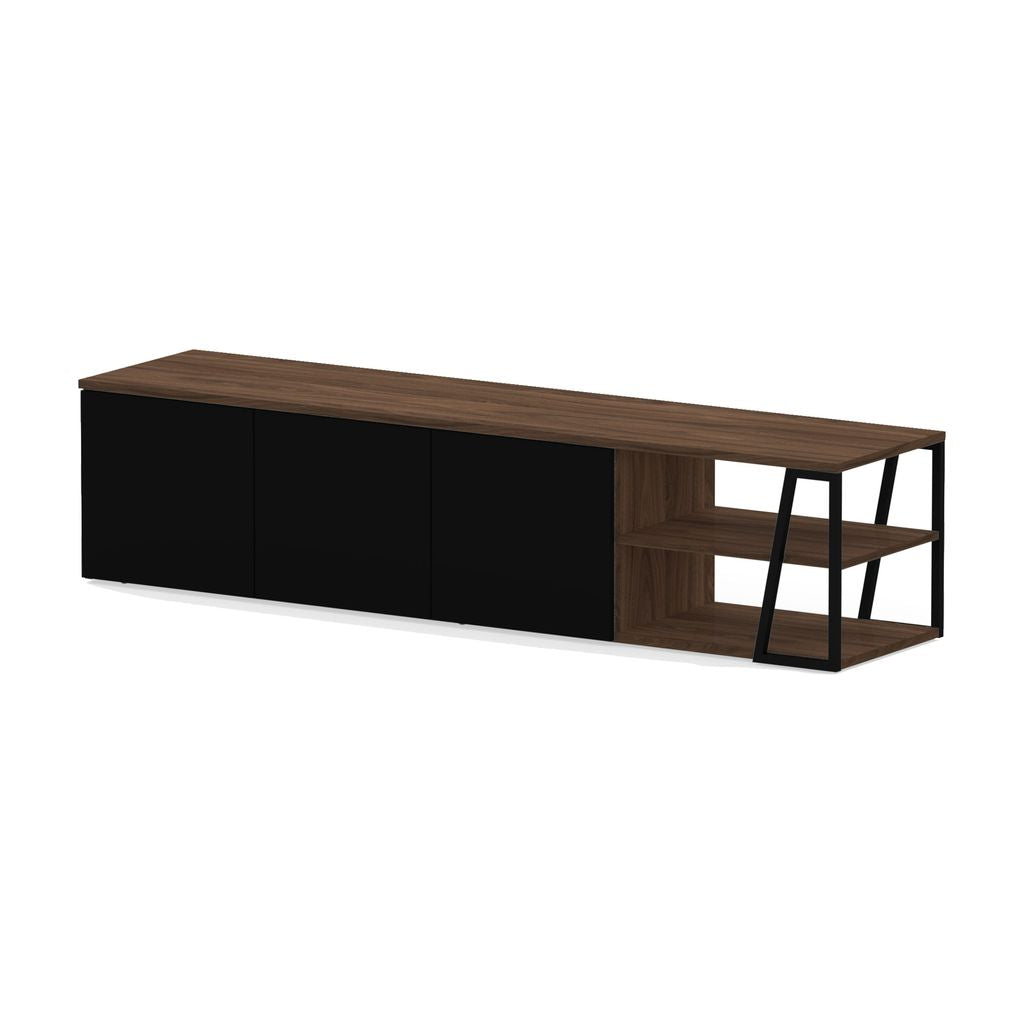 Meuble TV Temahome Albi avec niches ouvertes et finitions Concrete Melamine, Oak Veneer ou Walnut Veneer-34