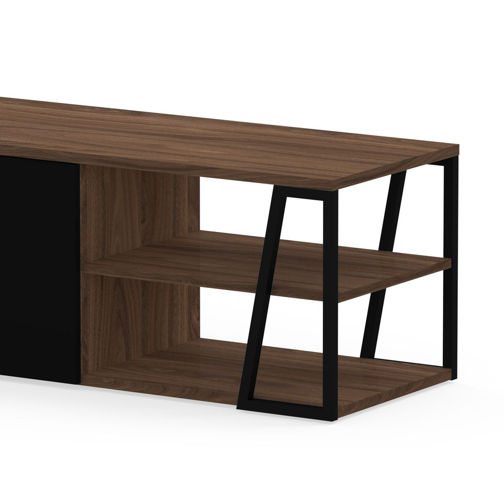 Meuble TV Temahome Albi avec niches ouvertes et finitions Concrete Melamine, Oak Veneer ou Walnut Veneer-35