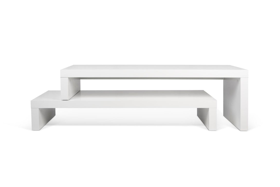 Meuble TV Temahome Cliff à deux niveaux avec finitions Concrete Melamine et White Laqué-07