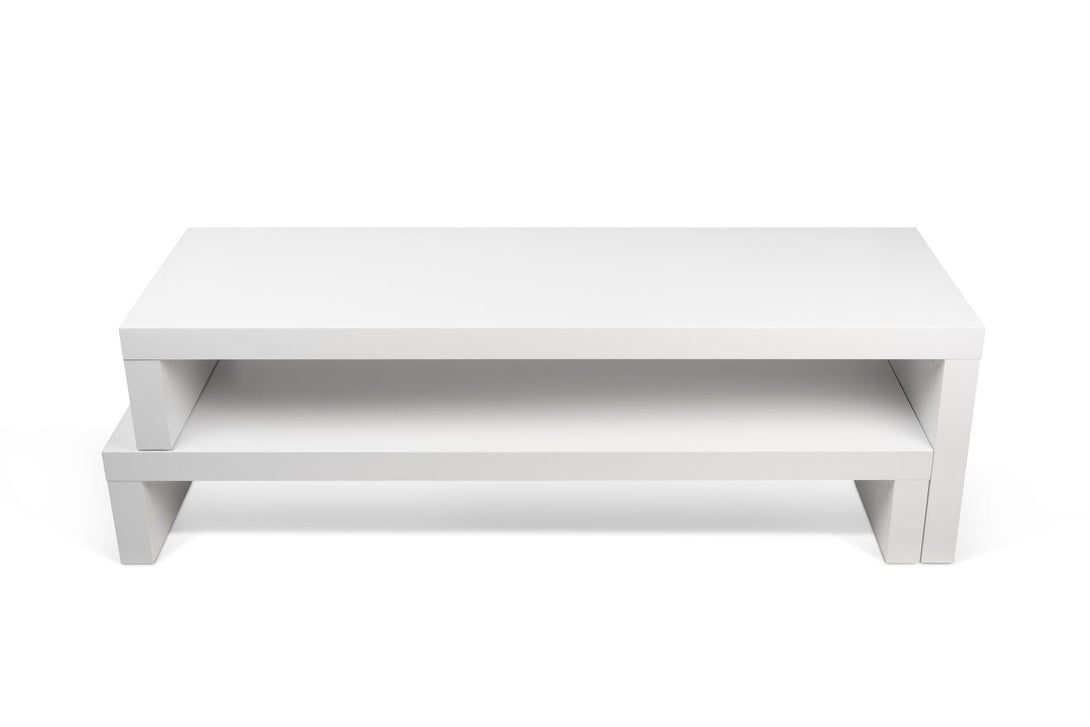 Meuble TV Temahome Cliff à deux niveaux avec finitions Concrete Melamine et White Laqué-12