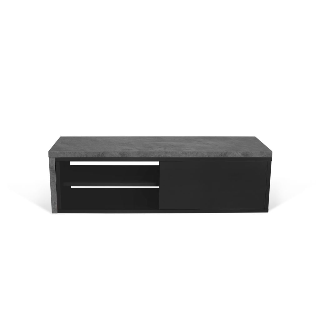 Meuble TV Temahome Move avec plateau coulissant en finition Walnut Veneer, Concrete Melamine ou White Laqué-06