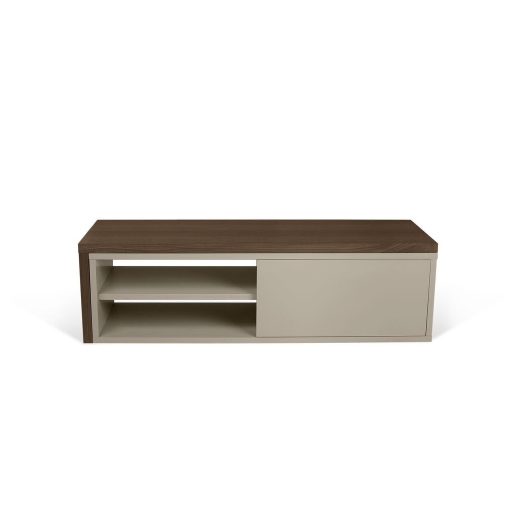 Meuble TV Temahome Move avec plateau coulissant en finition Walnut Veneer, Concrete Melamine ou White Laqué-08