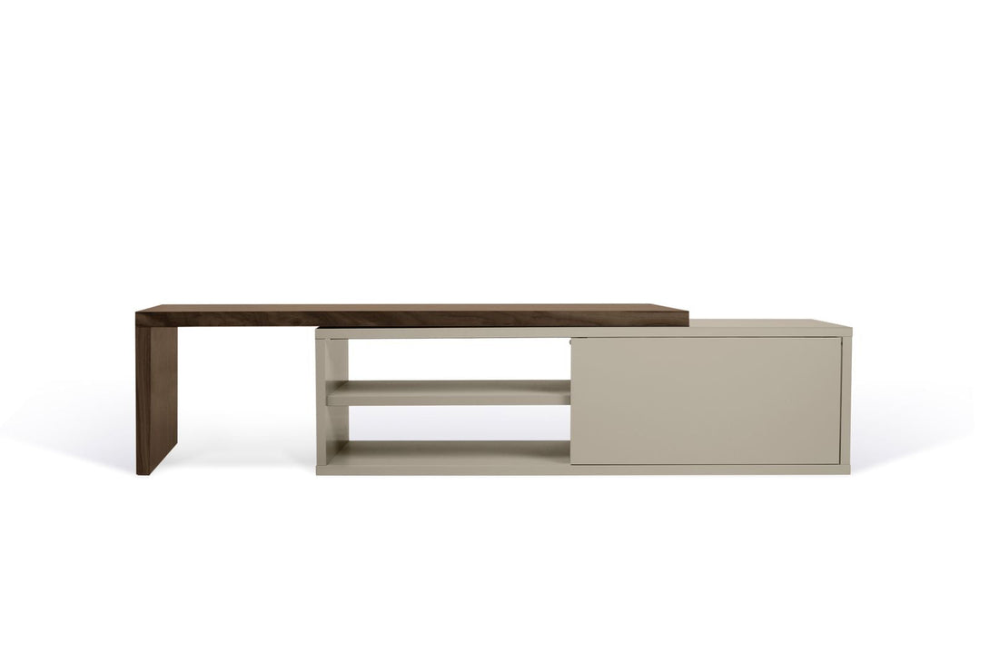 Meuble TV Temahome Move avec plateau coulissant en finition Walnut Veneer, Concrete Melamine ou White Laqué-13