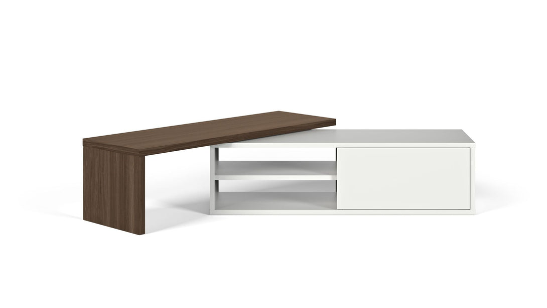 Meuble TV Temahome Move avec plateau coulissant en finition Walnut Veneer, Concrete Melamine ou White Laqué-18