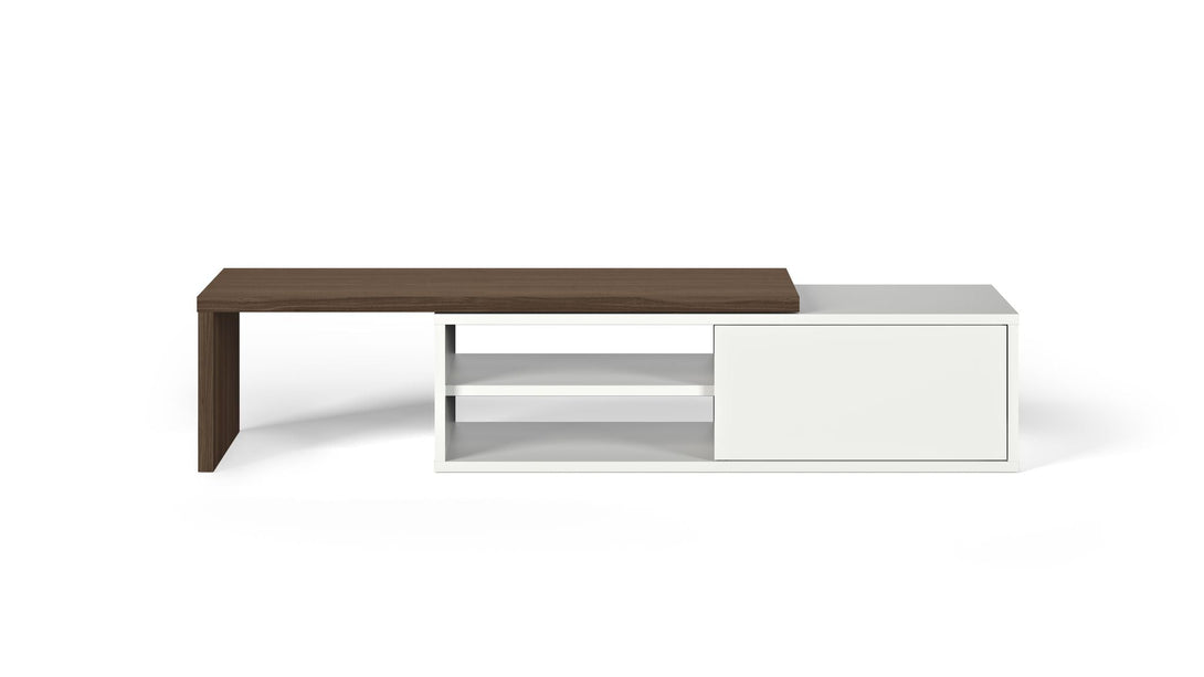 Meuble TV Temahome Move avec plateau coulissant en finition Walnut Veneer, Concrete Melamine ou White Laqué-19