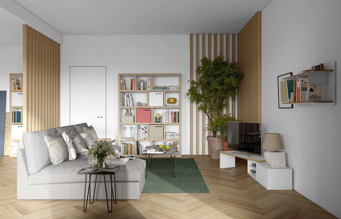 Meuble TV Temahome Move avec plateau coulissant en finition Walnut Veneer, Concrete Melamine ou White Laqué-22