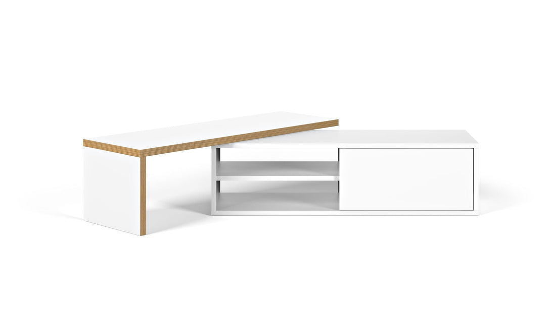 Meuble TV Temahome Move avec plateau coulissant en finition Walnut Veneer, Concrete Melamine ou White Laqué-24