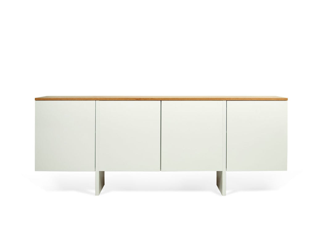 Buffet Temahome Edge avec rangements en finition Oak Veneer ou Walnut Veneer avec White Laqué-01