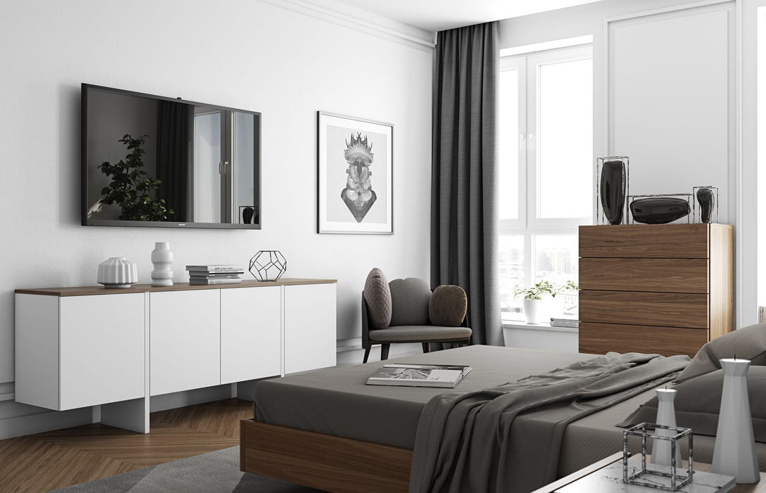 Buffet Temahome Edge avec rangements en finition Oak Veneer ou Walnut Veneer avec White Laqué-08