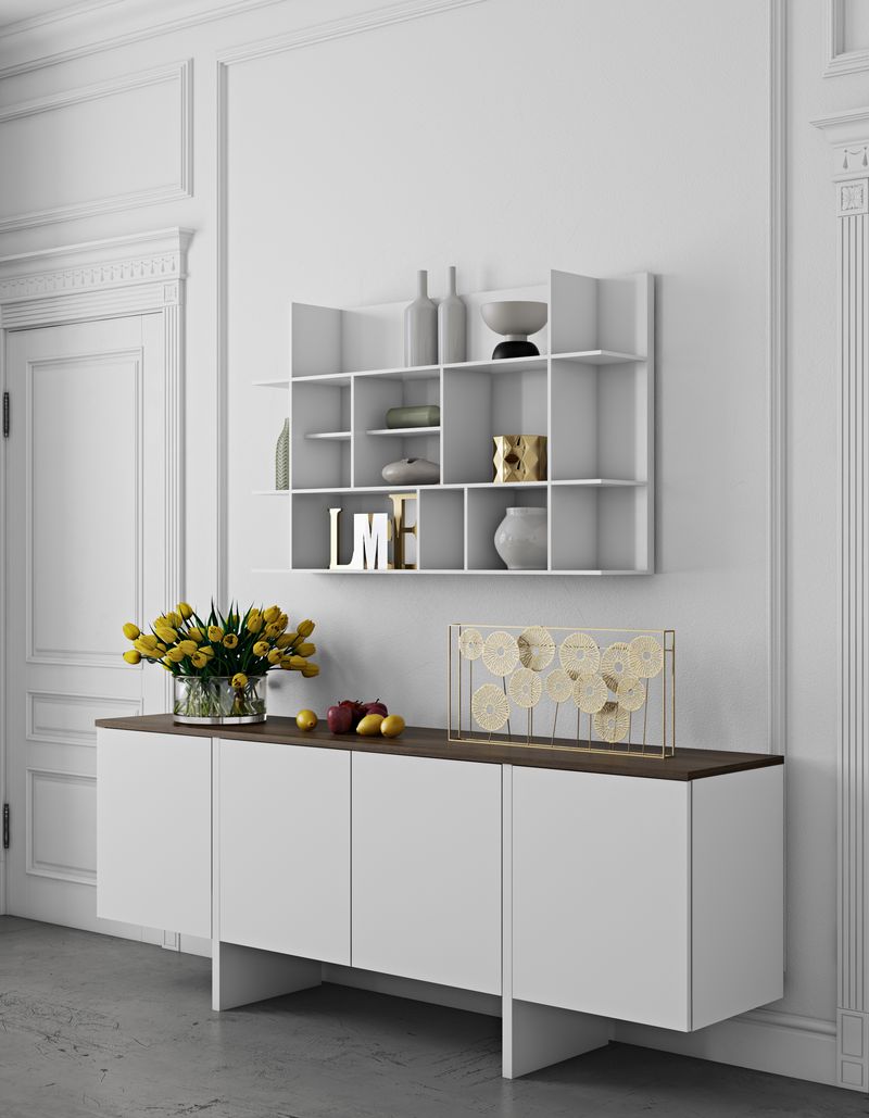 Buffet Temahome Edge avec rangements en finition Oak Veneer ou Walnut Veneer avec White Laqué-10