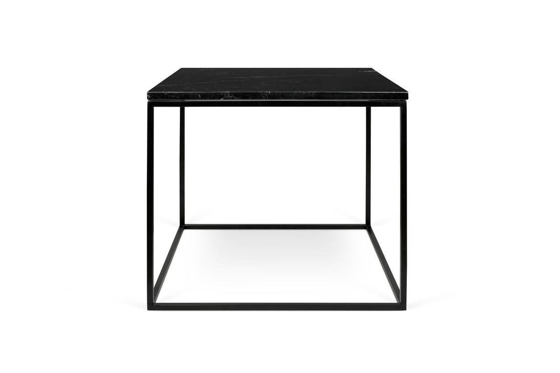 Table Temahome Gleam en bois ou marbre avec pieds en métal noir, disponible en formats rectangulaire ou carré-23