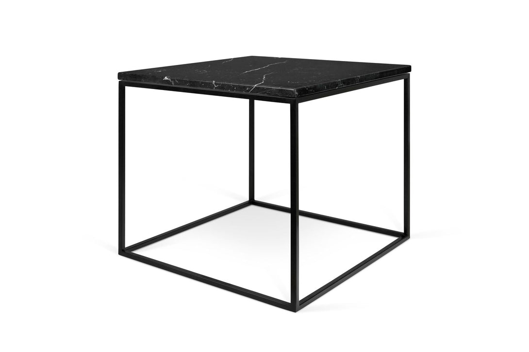Table Temahome Gleam en bois ou marbre avec pieds en métal noir, disponible en formats rectangulaire ou carré-25