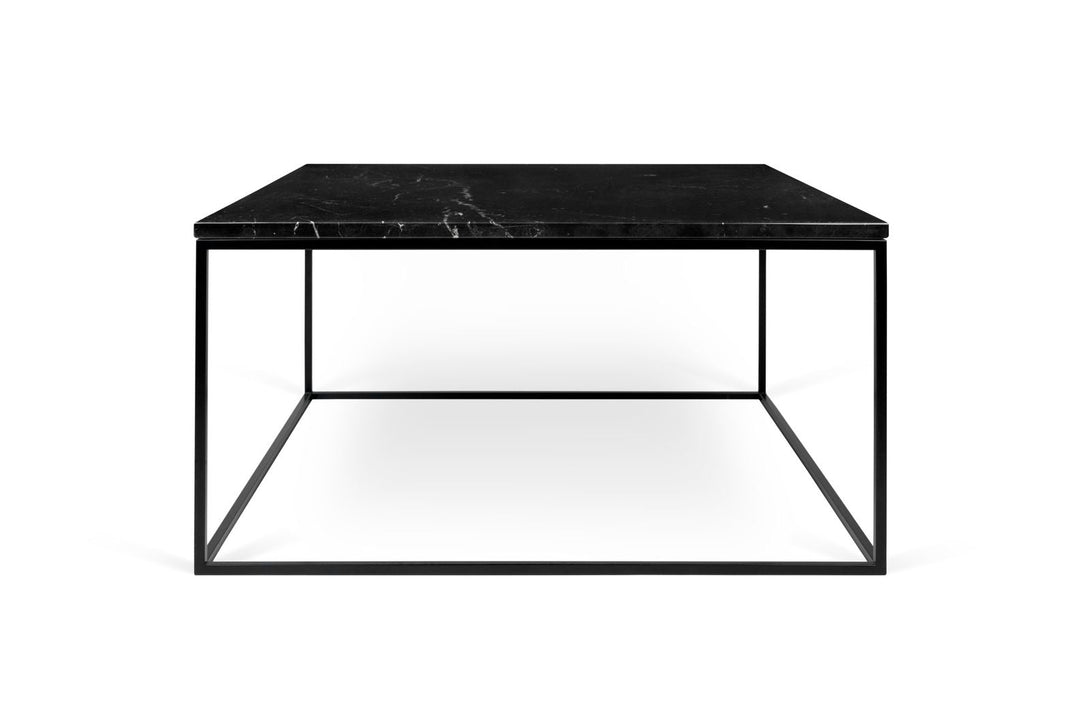 Table Temahome Gleam en bois ou marbre avec pieds en métal noir, disponible en formats rectangulaire ou carré-38
