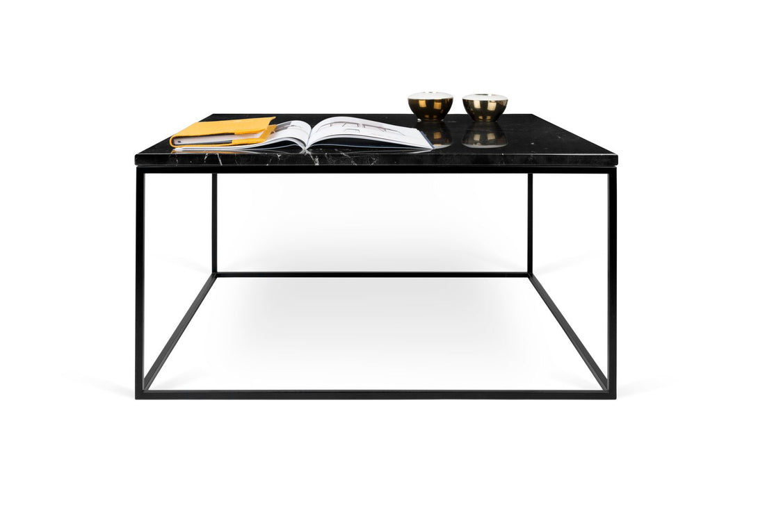 Table Temahome Gleam en bois ou marbre avec pieds en métal noir, disponible en formats rectangulaire ou carré-41