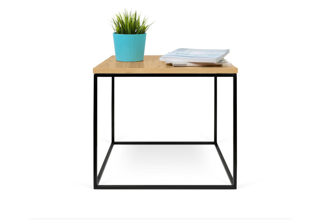 Table Temahome Gleam en bois ou marbre avec pieds en métal noir, disponible en formats rectangulaire ou carré-21