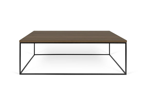 Table Temahome Gleam en bois ou marbre avec pieds en métal noir, disponible en formats rectangulaire ou carré-01