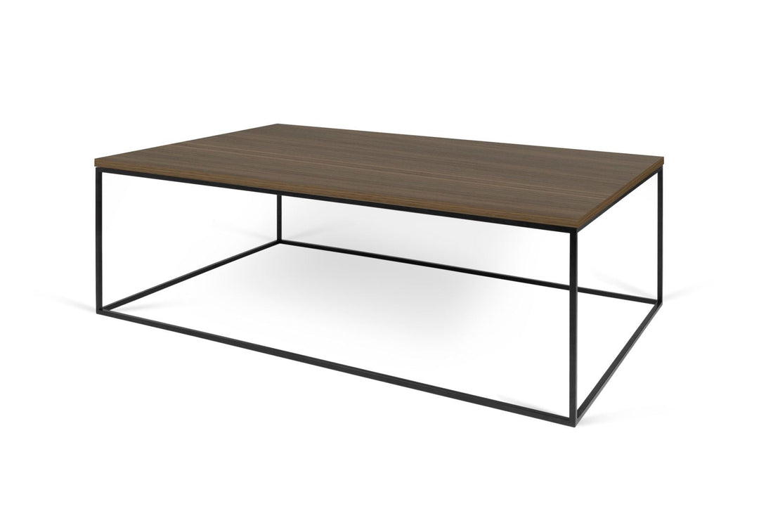 Table Temahome Gleam en bois ou marbre avec pieds en métal noir, disponible en formats rectangulaire ou carré-04