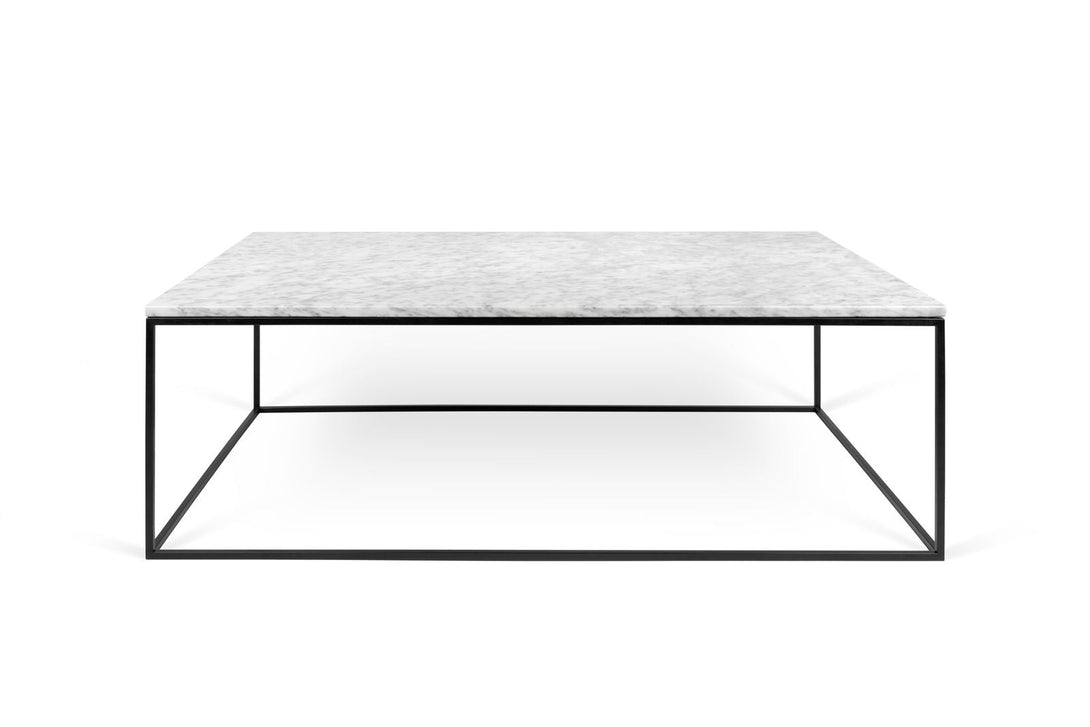 Table Temahome Gleam en bois ou marbre avec pieds en métal noir, disponible en formats rectangulaire ou carré-13
