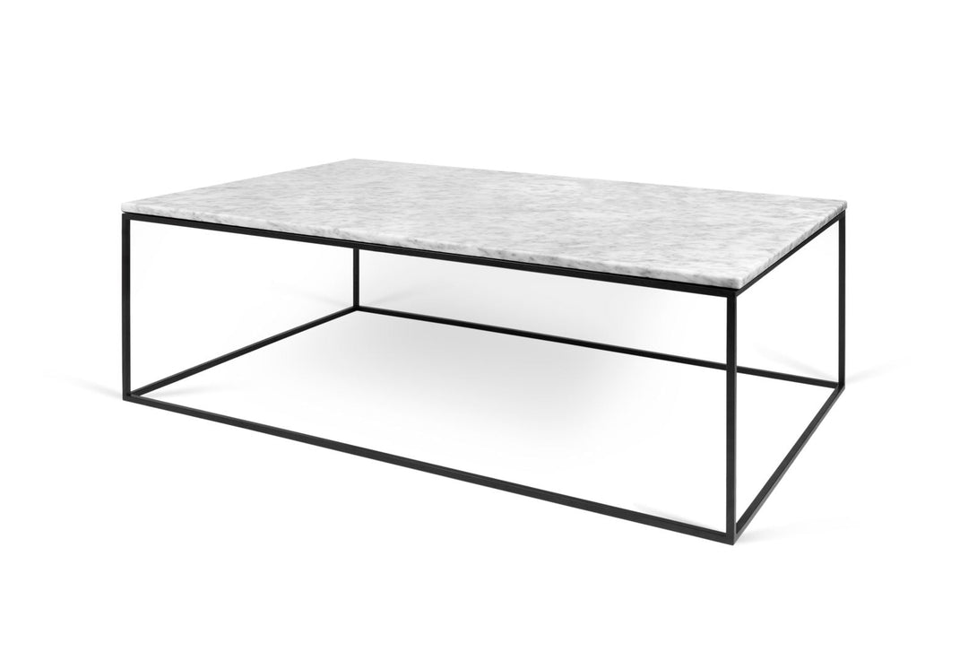 Table Temahome Gleam en bois ou marbre avec pieds en métal noir, disponible en formats rectangulaire ou carré-16