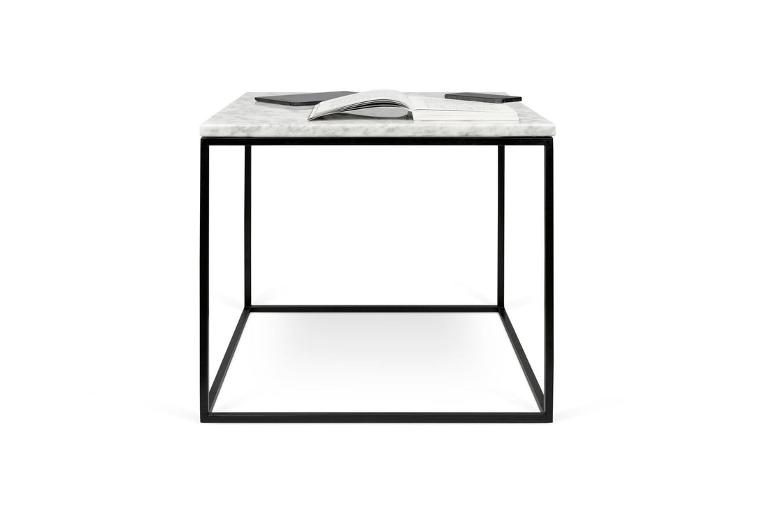Table Temahome Gleam en bois ou marbre avec pieds en métal noir, disponible en formats rectangulaire ou carré-28