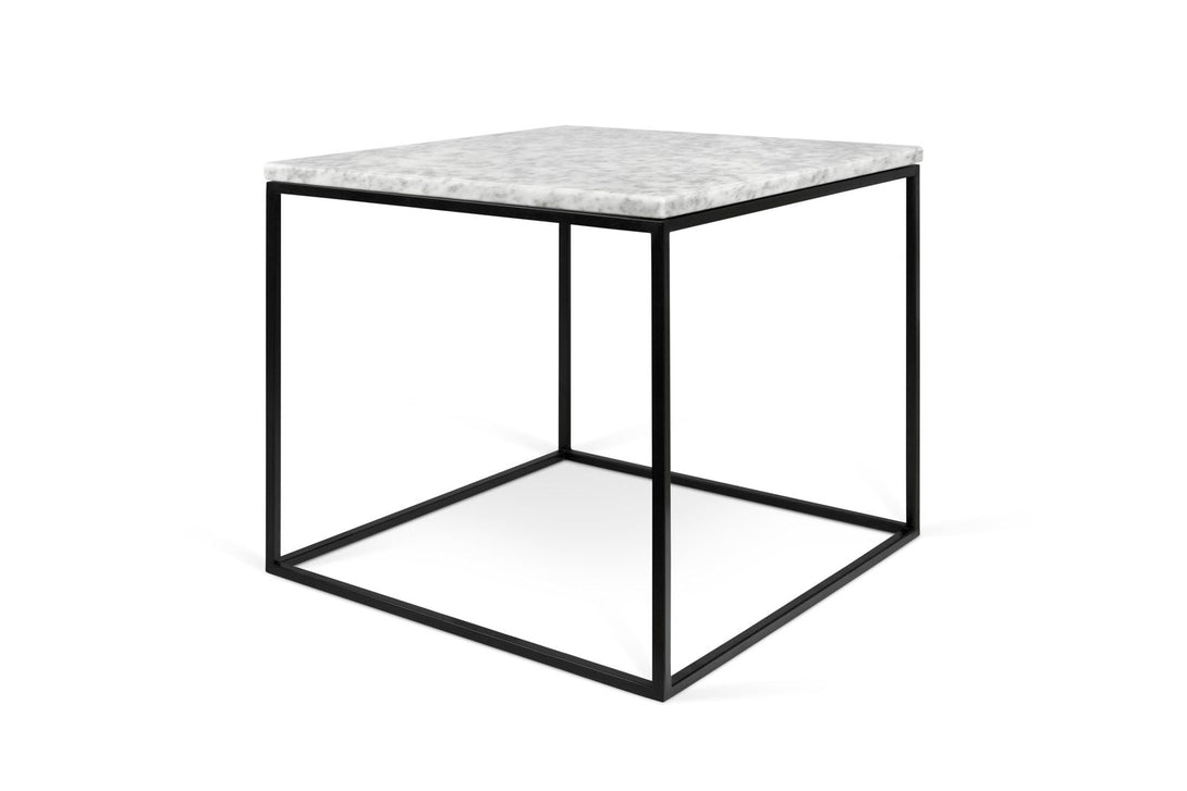 Table Temahome Gleam en bois ou marbre avec pieds en métal noir, disponible en formats rectangulaire ou carré-29