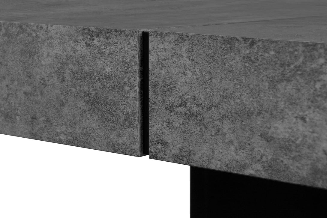 Table carrée Temahome Dusk avec pied central en bois et plateau finition Chocolate Veneer, Concrete Melamine, Glossy White ou Light Oak Melamine-08