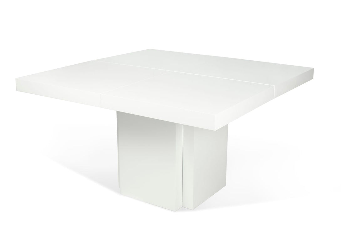 Table carrée Temahome Dusk avec pied central en bois et plateau finition Chocolate Veneer, Concrete Melamine, Glossy White ou Light Oak Melamine-12