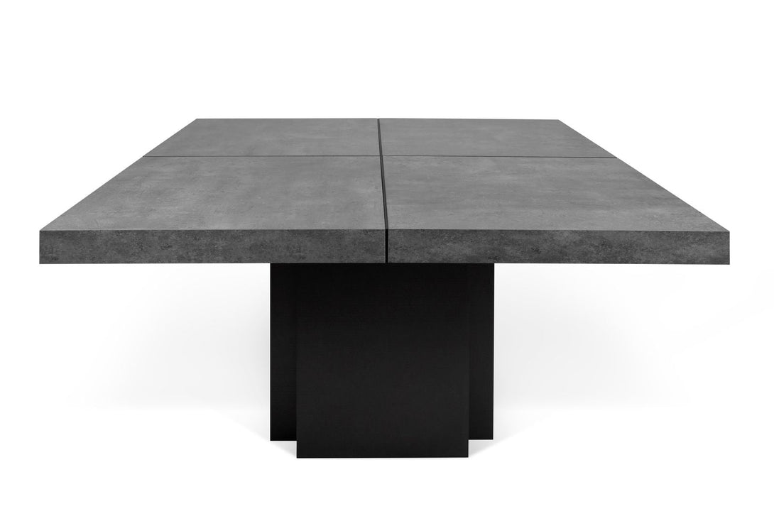 Table carrée Temahome Dusk avec pied central en bois et plateau finition Chocolate Veneer, Concrete Melamine, Glossy White ou Light Oak Melamine-20