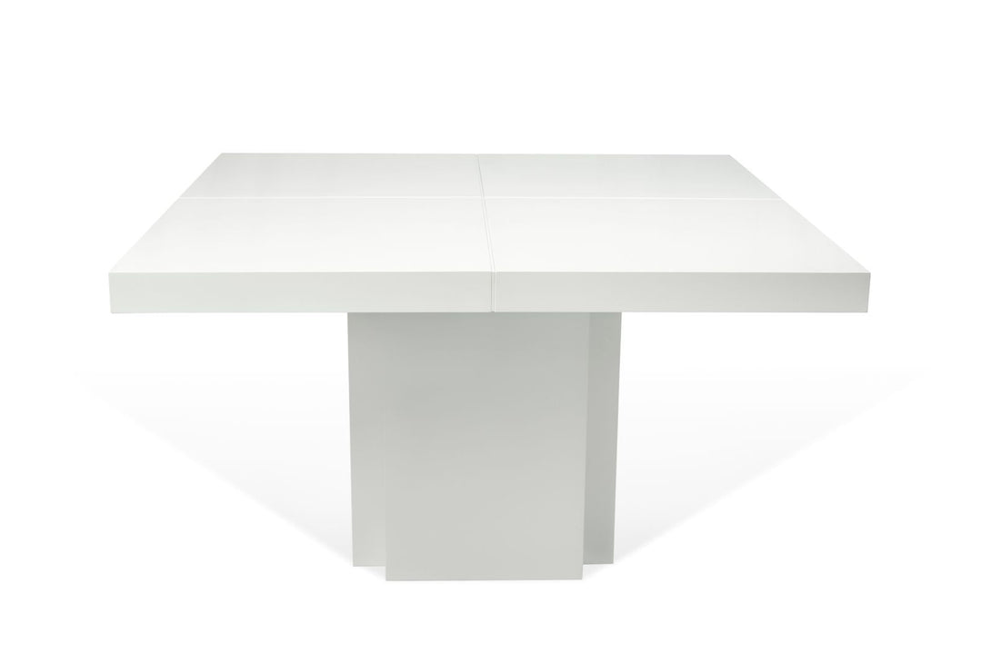 Table carrée Temahome Dusk avec pied central en bois et plateau finition Chocolate Veneer, Concrete Melamine, Glossy White ou Light Oak Melamine-23