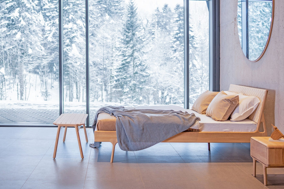 Banc Gazzda Klupa en chêne massif avec assise en sangle de coton naturelle-10