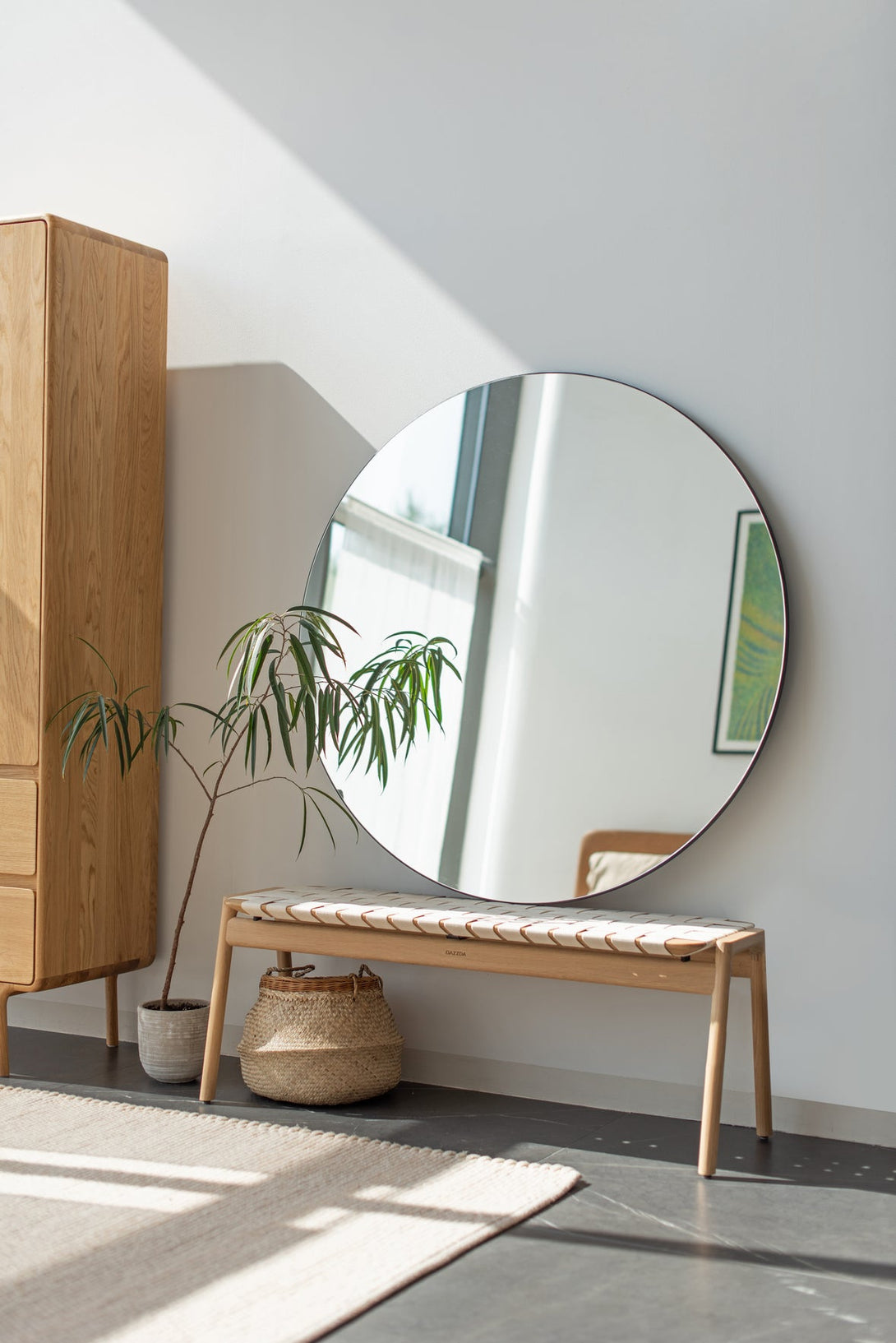 Banc Gazzda Klupa en chêne massif avec assise en sangle de coton naturelle-15