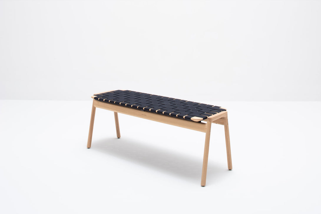 Banc Gazzda Klupa en chêne massif avec assise en sangle de coton naturelle-26