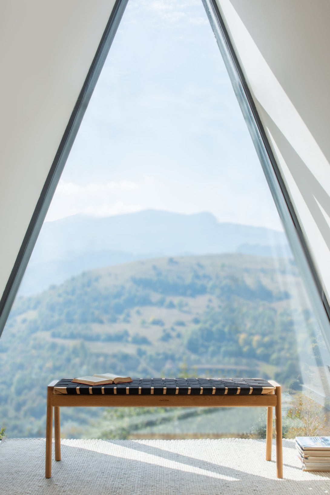 Banc Gazzda Klupa en chêne massif avec assise en sangle de coton naturelle-23