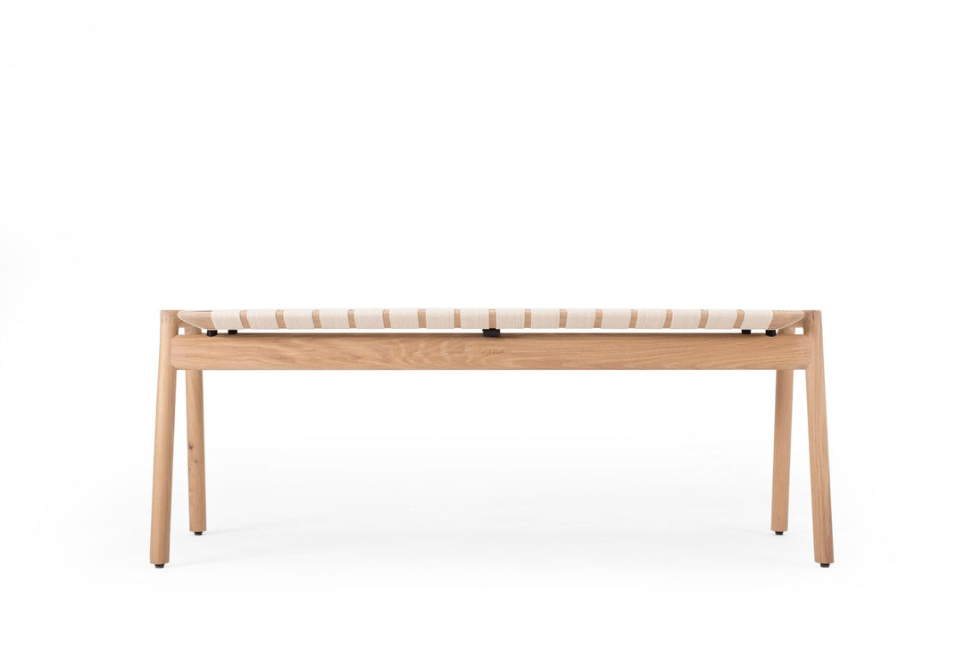 Banc Gazzda Klupa en chêne massif avec assise en sangle de coton naturelle-01