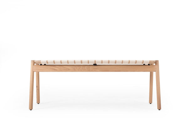 Banc Gazzda Klupa en chêne massif avec assise en sangle de coton naturelle-01