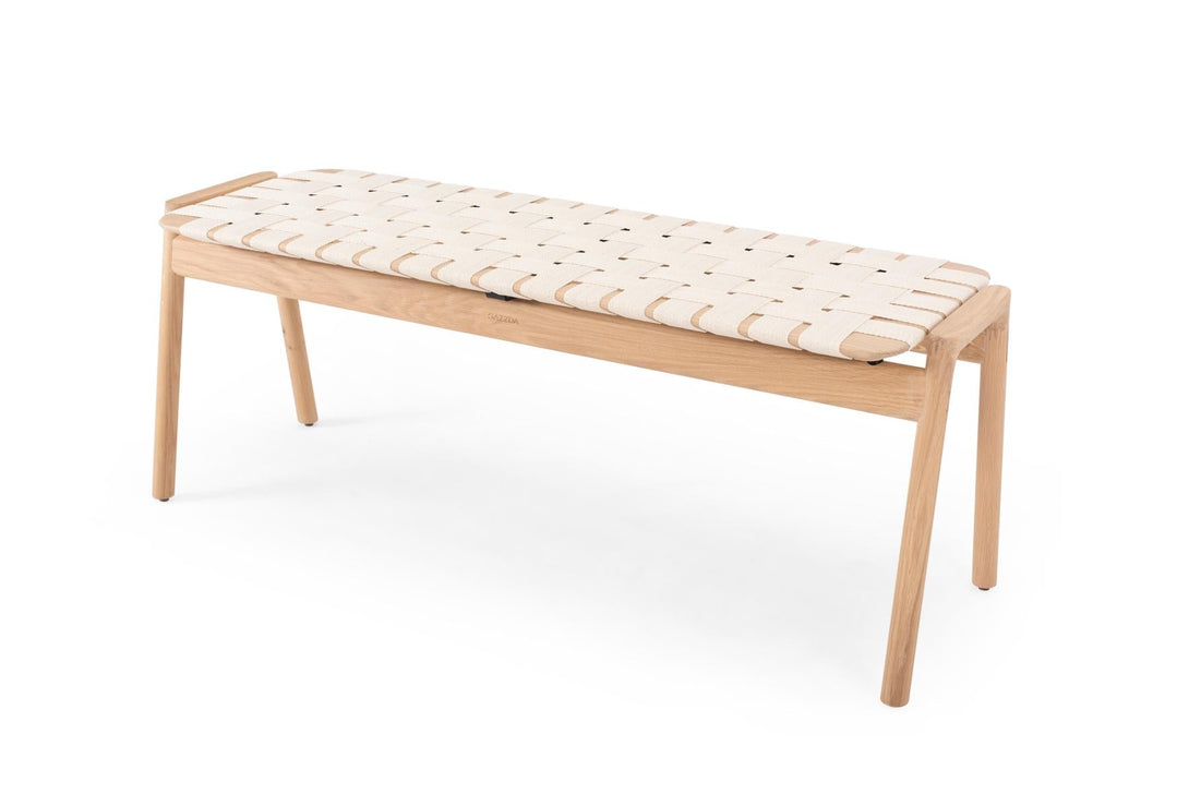 Banc Gazzda Klupa en chêne massif avec assise en sangle de coton naturelle-02