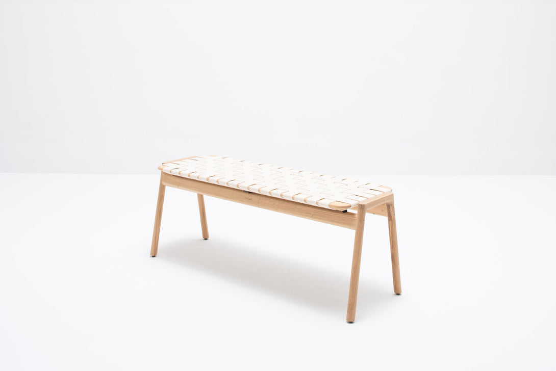 Banc Gazzda Klupa en chêne massif avec assise en sangle de coton naturelle-16