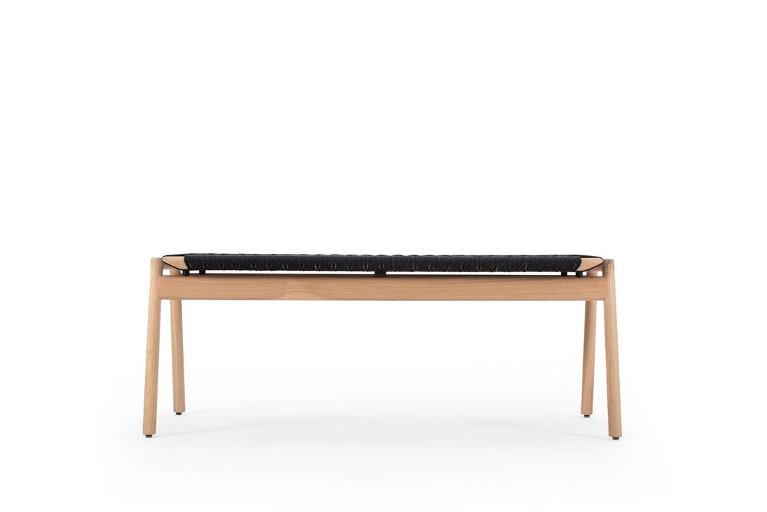 Banc Gazzda Klupa en bois massif avec assise en cordon de papier tressé-01