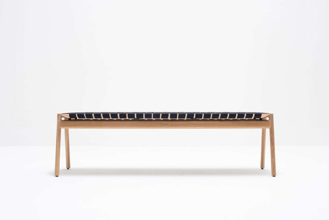 Banc Gazzda Klupa en chêne massif avec assise en sangle de coton naturelle-21