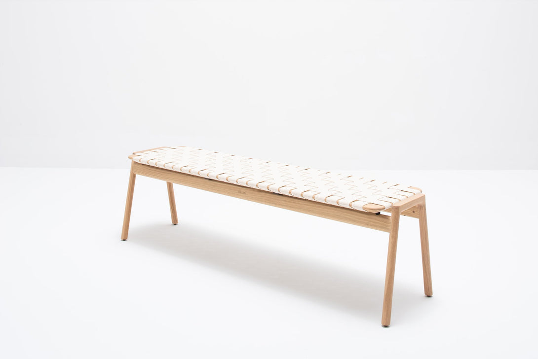 Banc Gazzda Klupa en chêne massif avec assise en sangle de coton naturelle-17