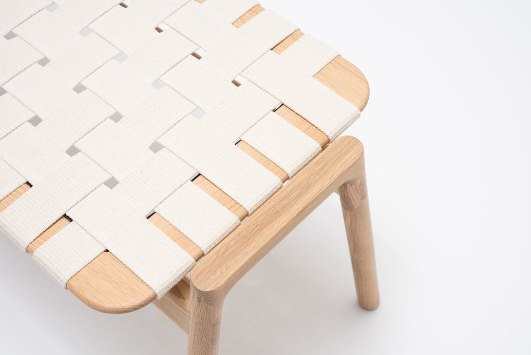 Banc Gazzda Klupa en chêne massif avec assise en sangle de coton naturelle-19