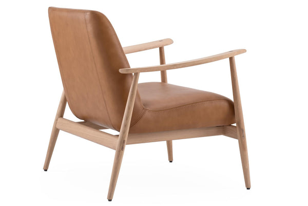 Fauteuil Gazzda Aska en bois massif avec assise rembourrée en cuir ou tissu-01