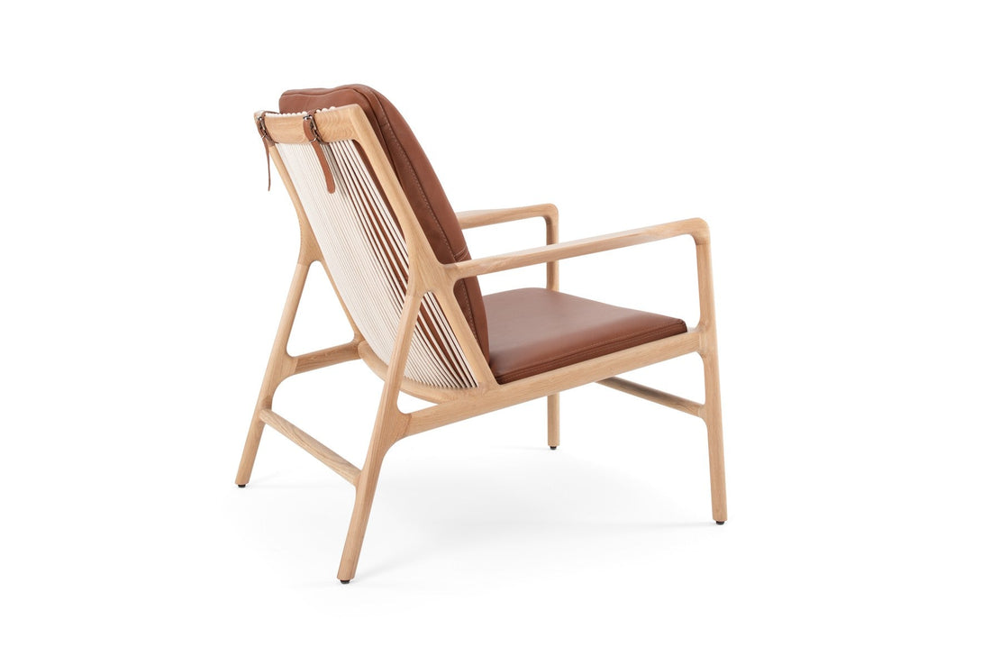 Fauteuil/Chair Gazzda Dedo Easy en chêne massif avec assise en cuir Dakar Whisky ou Stone-08