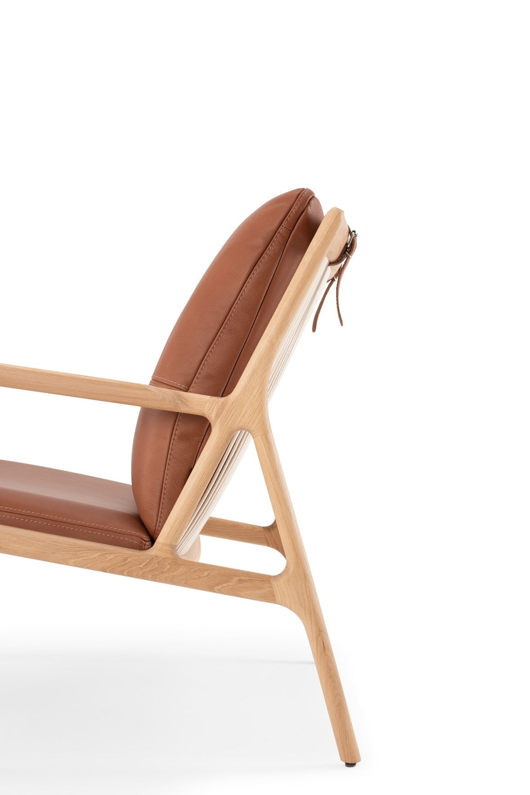 Fauteuil/Chair Gazzda Dedo Easy en chêne massif avec assise en cuir Dakar Whisky ou Stone-11